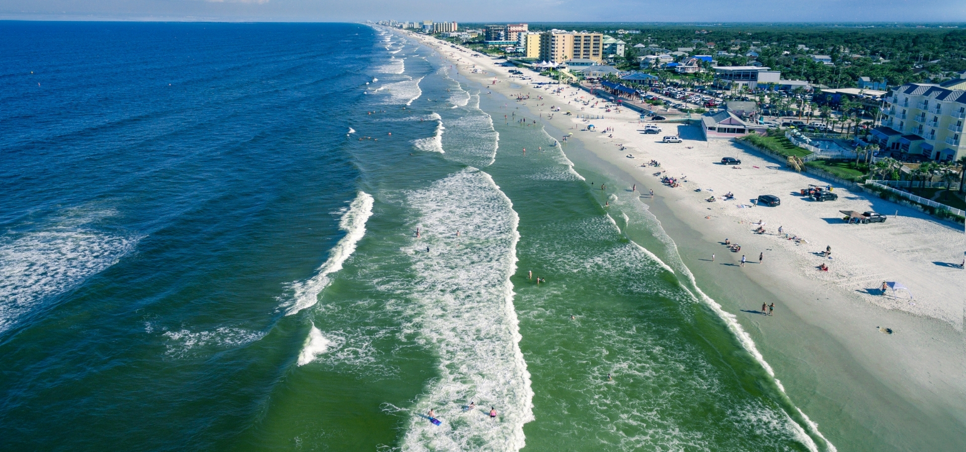 overhead view of the ocean in New Smyrna Beach